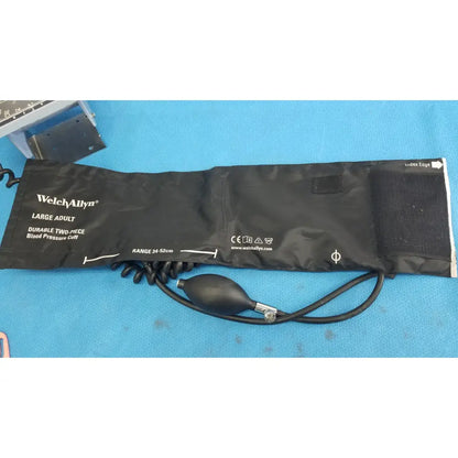 Black welch allyn large adult blood pressure cuff with durable two-piece design, coiled tube, and bulb for accurate readings