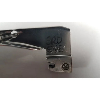 Metallic polished chrome srd mac-4 wrench with engraved markings for welch allyn mac fiber optic laryngoscope blade use