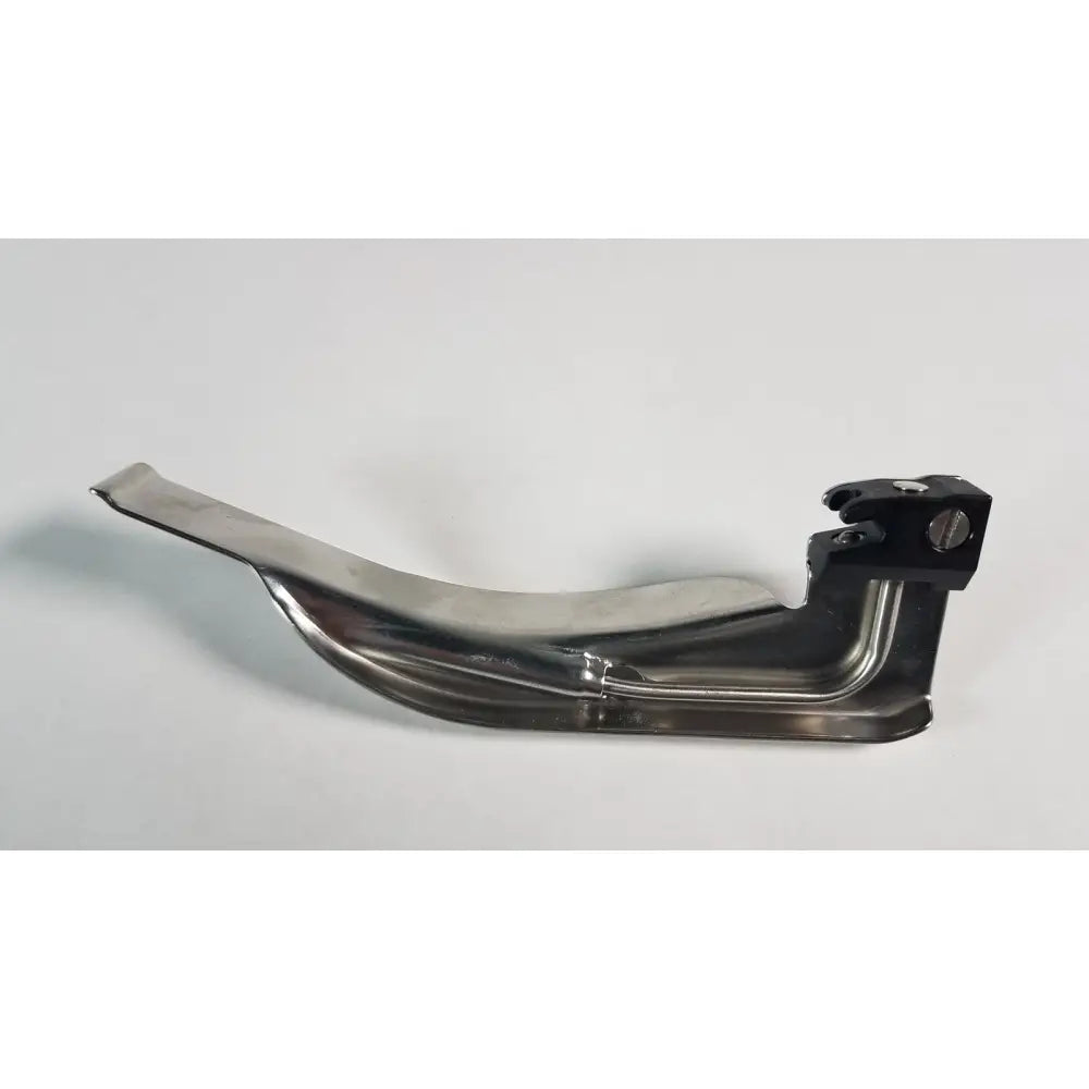 Stainless steel welch allyn mac 4 fiber optic laryngoscope blade with black plastic handle attachment for medical use