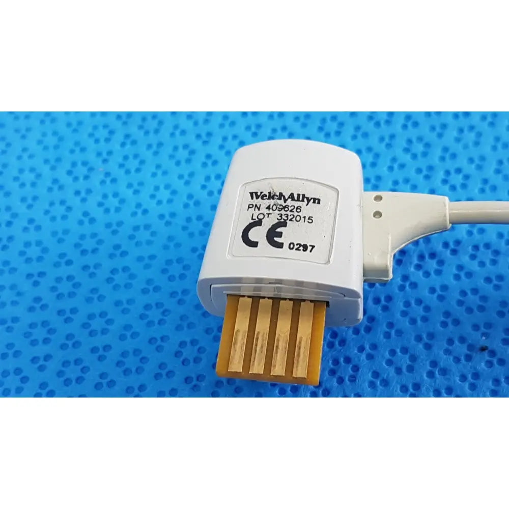 White welch allyn probe medical connector with gold pins and beige cable for probe well kit rectal ref 02692-100 lot 2