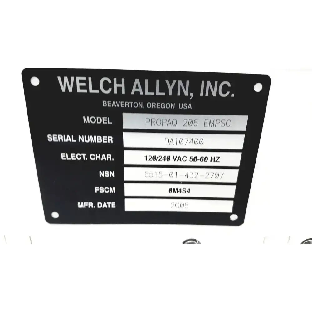 Welch Allyn PROPAQ Encore 206 EL EMPSC Vital Signs Patient Monitor Kit Patient Monitor, second-hand product photo 23