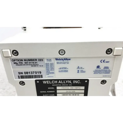 Welch Allyn PROPAQ Encore 206 EL EMPSC Vital Signs Patient Monitor Kit Patient Monitor, second-hand product photo 22