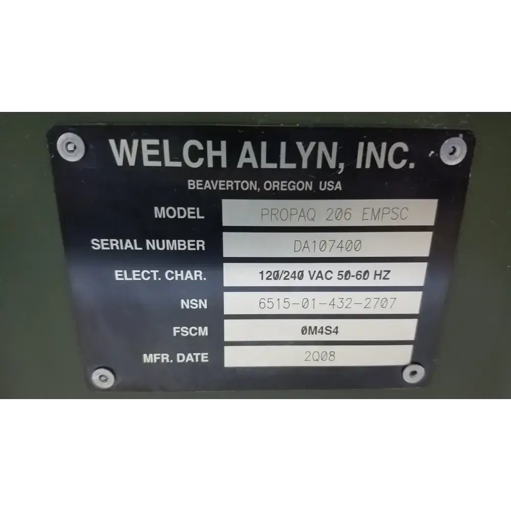 Welch Allyn PROPAQ Encore 206 EL EMPSC Vital Signs Patient Monitor Kit Patient Monitor, second-hand product photo 7