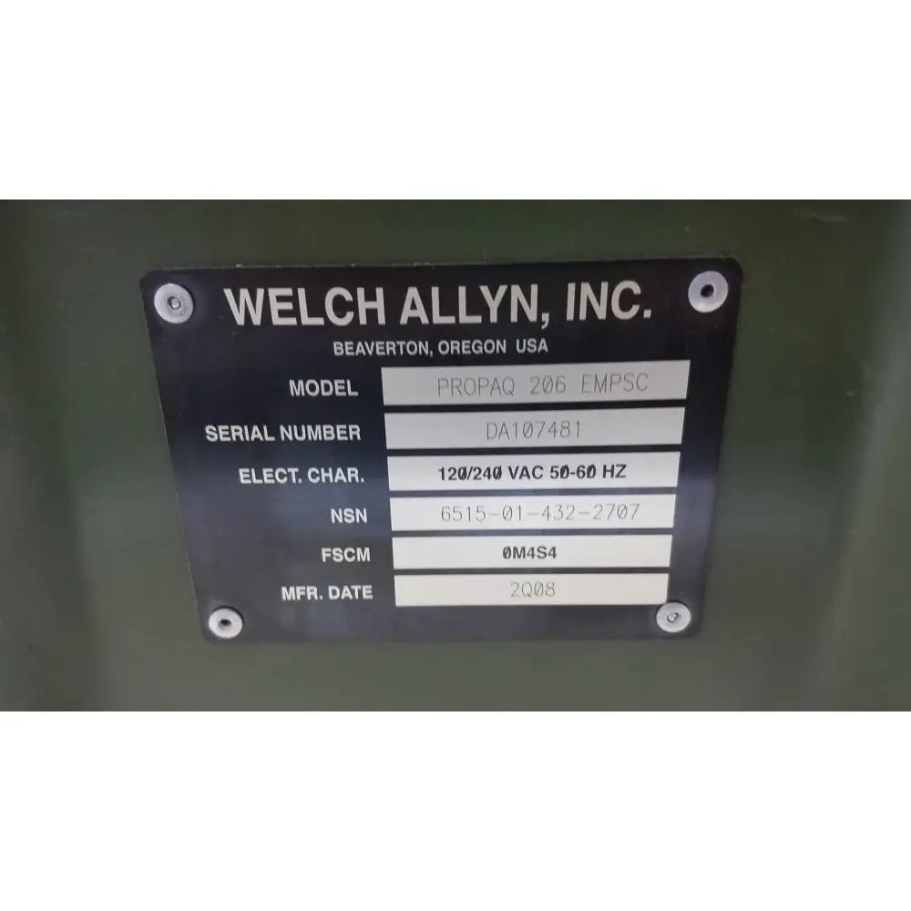 Welch Allyn PROPAQ Encore 206 EMPSC Vital Signs Patient Monitor Kit Patient Monitor, second-hand product photo 9