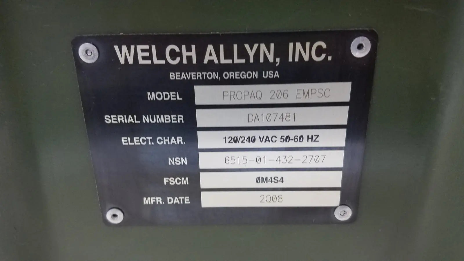 Welch Allyn PROPAQ Encore 206 EMPSC Vital Signs Patient Monitor Kit Patient Monitor, second-hand product photo 9