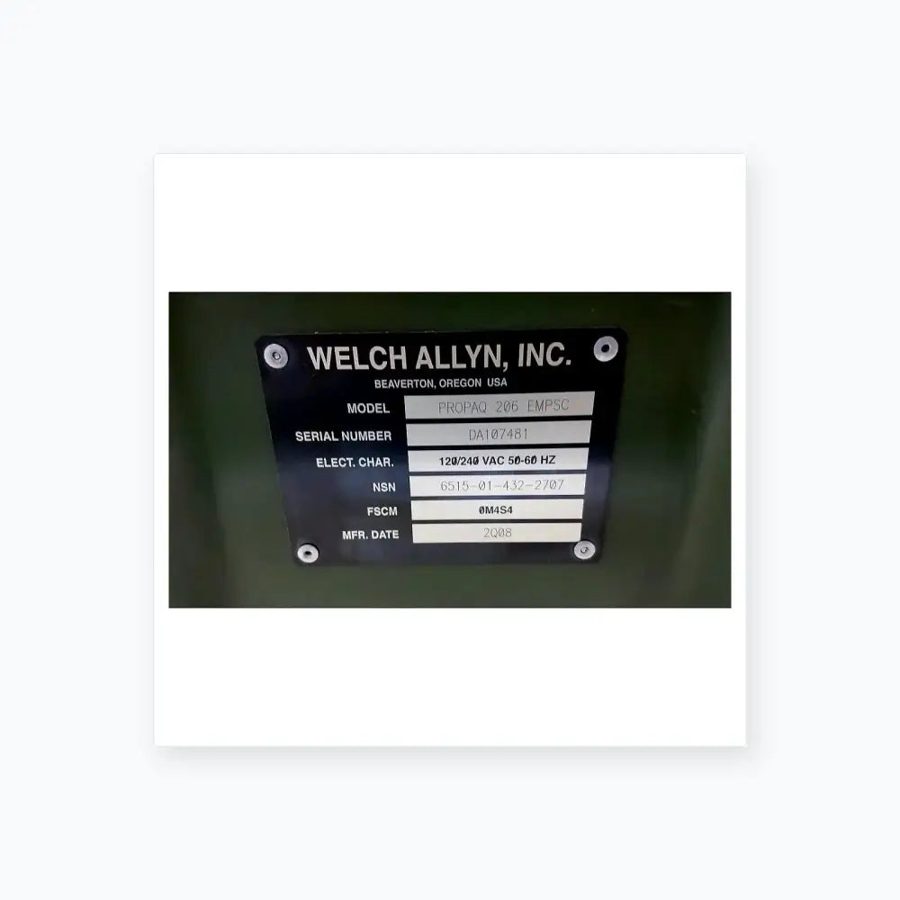 Welch Allyn PROPAQ Encore 206 EMPSC Vital Signs Patient Monitor Kit Patient Monitor, second-hand product photo 9