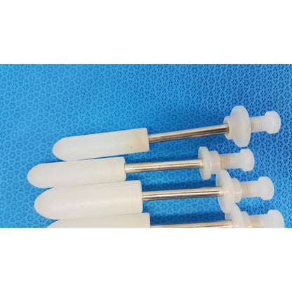White plastic and metal wall anchors with tapered head and threaded shaft for welch allyn rotary filling pumps lot of 5