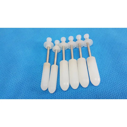White plastic syringe plungers with metallic shafts for welch allyn rotary filling pumps medical fluid transfer system lot of 5