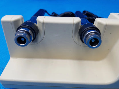 Welch allyn series transformer in blue and white with two cylindrical probes and metallic connectors for diagnostic use