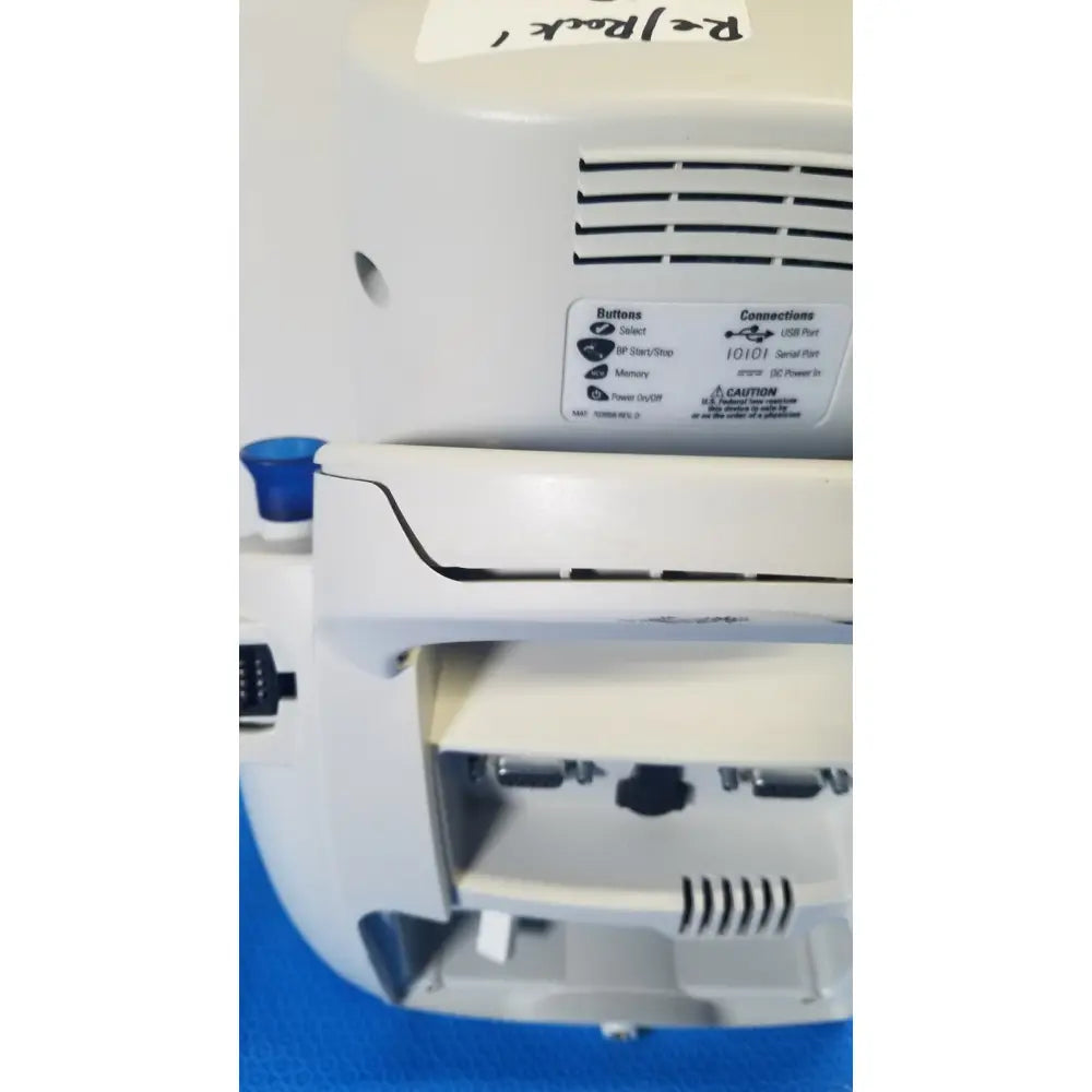 White plastic printer back panel with labeled buttons and ports for welch allyn spot vital signs lxi device