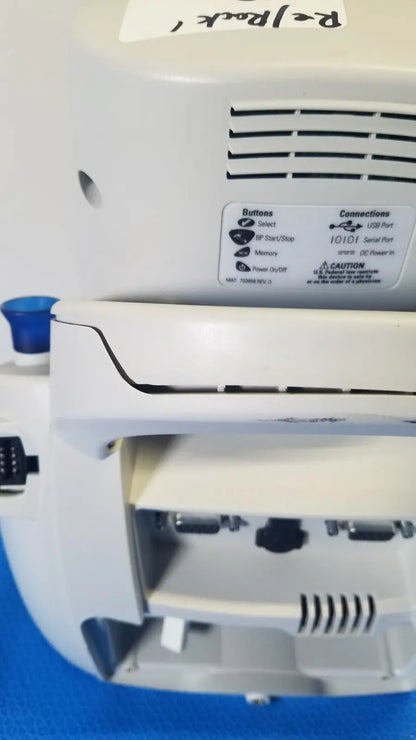 White plastic printer back panel with labeled buttons and ports for welch allyn spot vital signs lxi device
