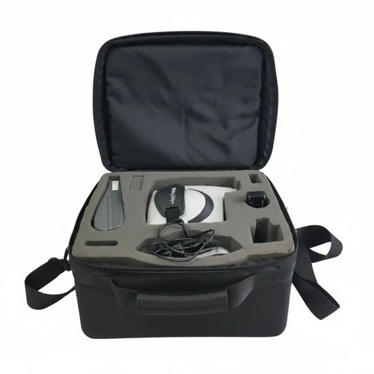 Black protective carrying case with molded foam interior for welch allyn suresight vision screener headset and accessories