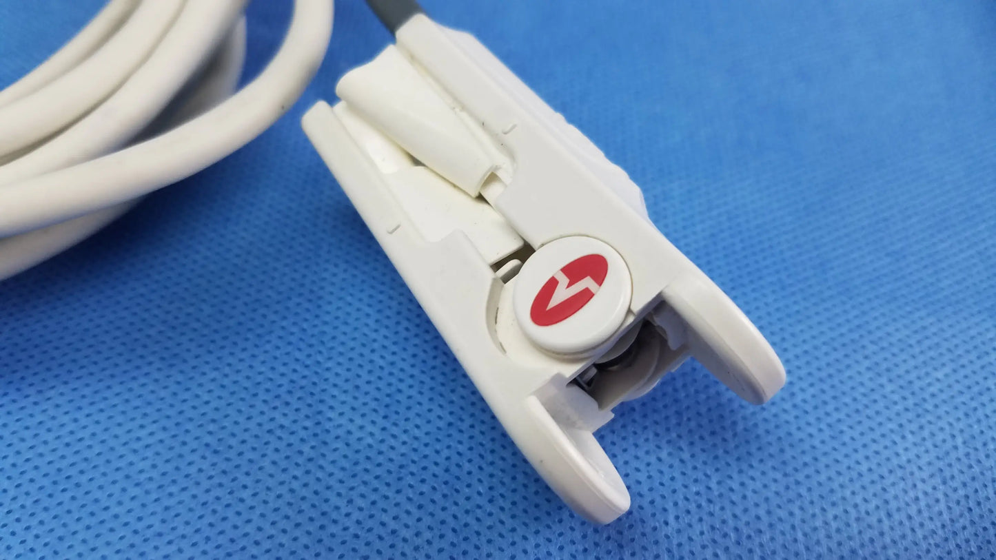 White plastic pulse oximeter clip with red lightning bolt logo for welch allyn vital signs monitor 6000 series blood pressure cuffs