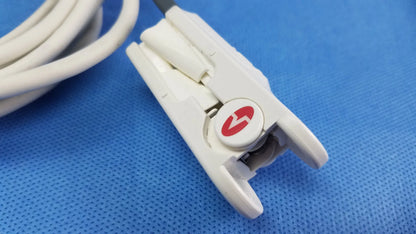 White plastic pulse oximeter clip with red lightning bolt logo for welch allyn vital signs monitor 6000 series blood pressure cuffs