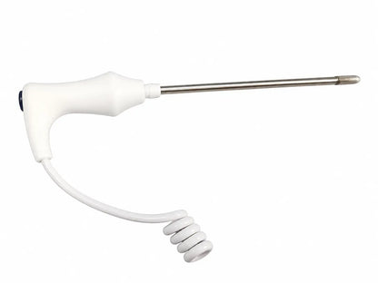 White plastic-handled electric surgical instrument with coiled cord and metallic shaft for welch allyn vital signs monitor 6000 series blood pressure