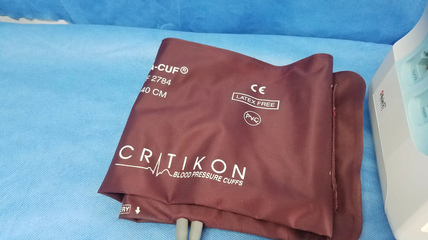 Maroon latex-free pvc blood pressure cuff with white branding for Welch Allyn vital signs monitor 6000 series