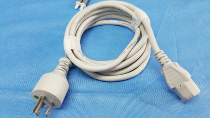 White coiled power cord with green grounding pin for welch allyn vital signs monitor 6000 series with blood pressure cuffs