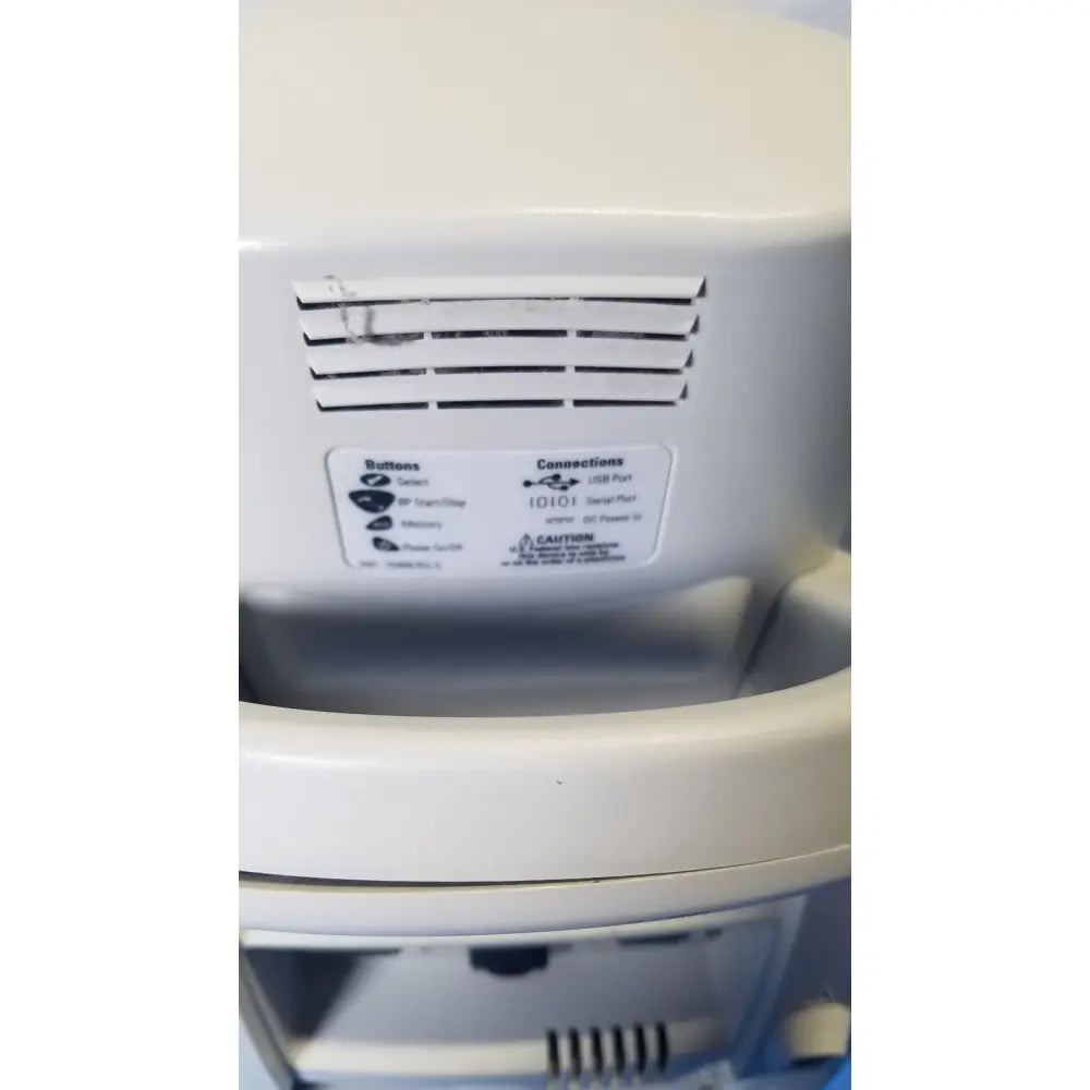 White plastic microwave with vented back panel and labeled control buttons for welch mismo set allyn spot monitor