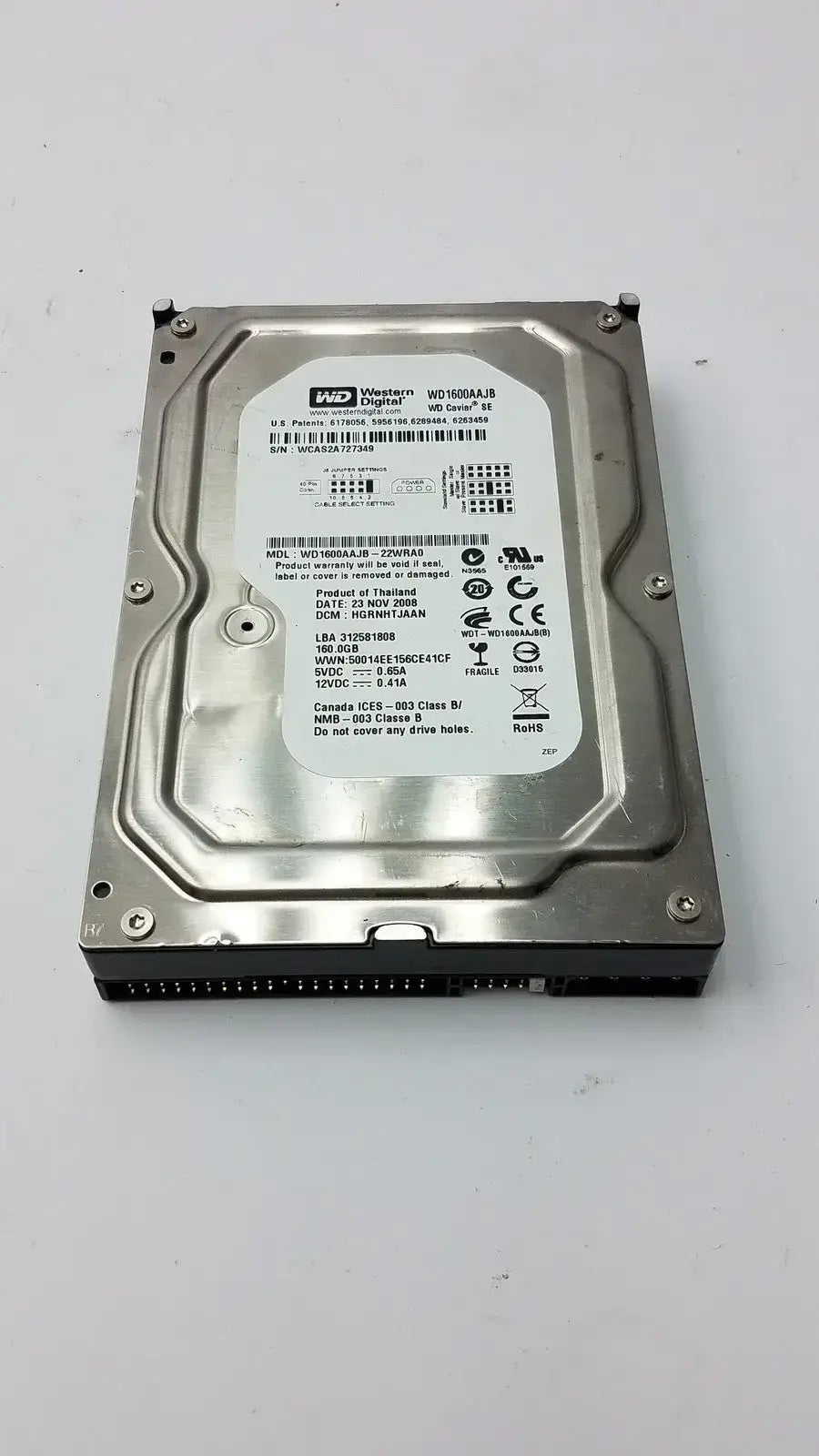 Western Digital WD1600AAJB 160GB PATA / Ultra ATA100 Hard Drive – 3.5" HDD Internal Hard Drive, as-is (for parts) product photo 4