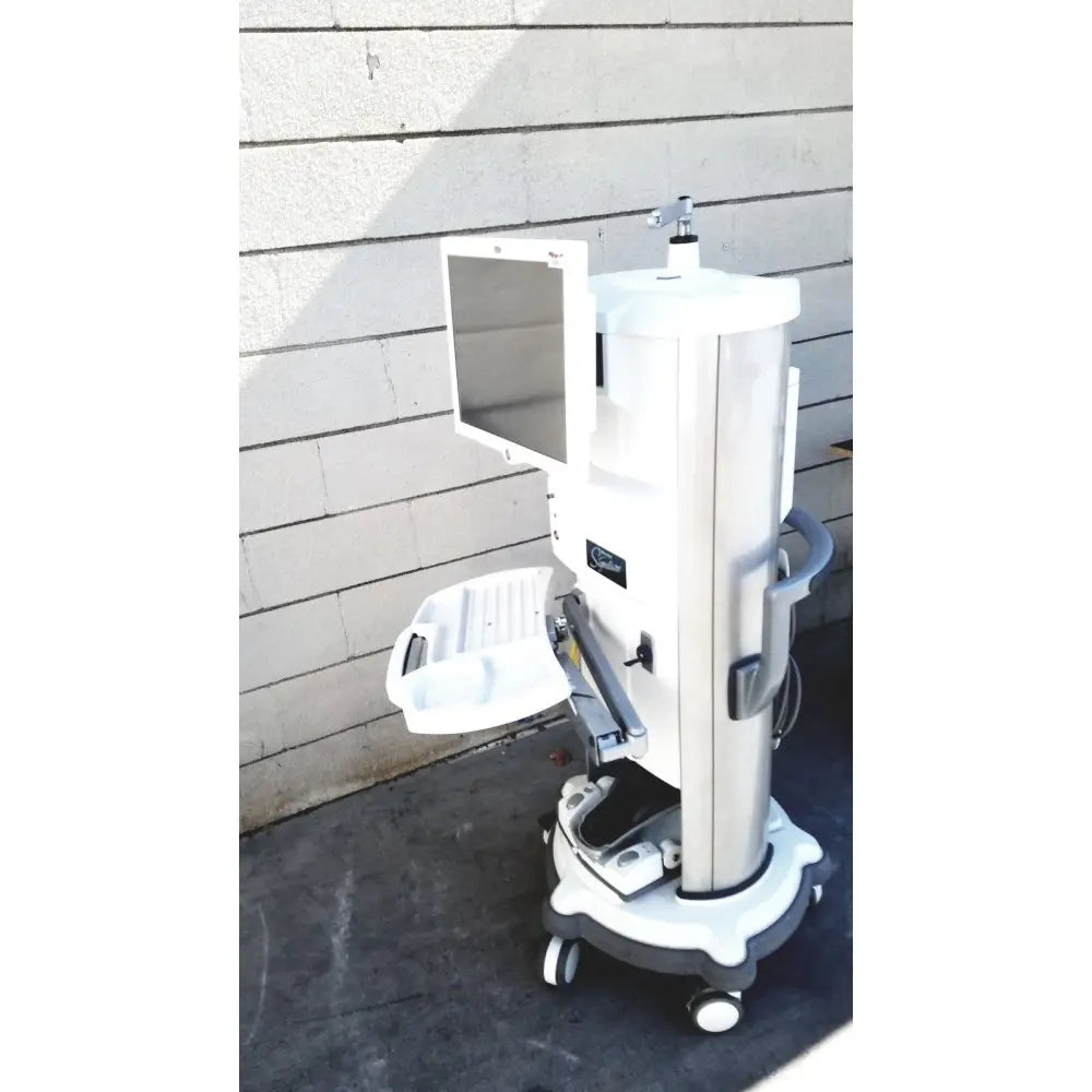 White medical-grade dental chair with mounted monitor and adjustable tray for whitestar signature phacoemulsifier use