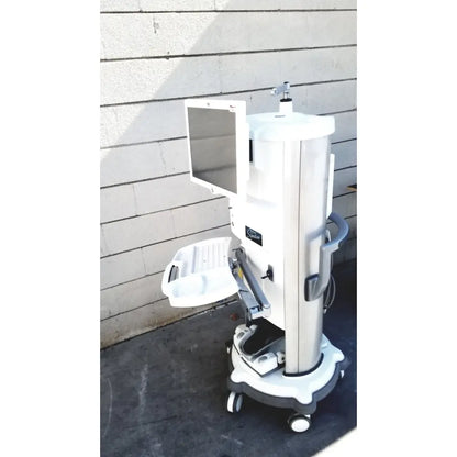 White medical-grade dental chair with mounted monitor and adjustable tray for whitestar signature phacoemulsifier use