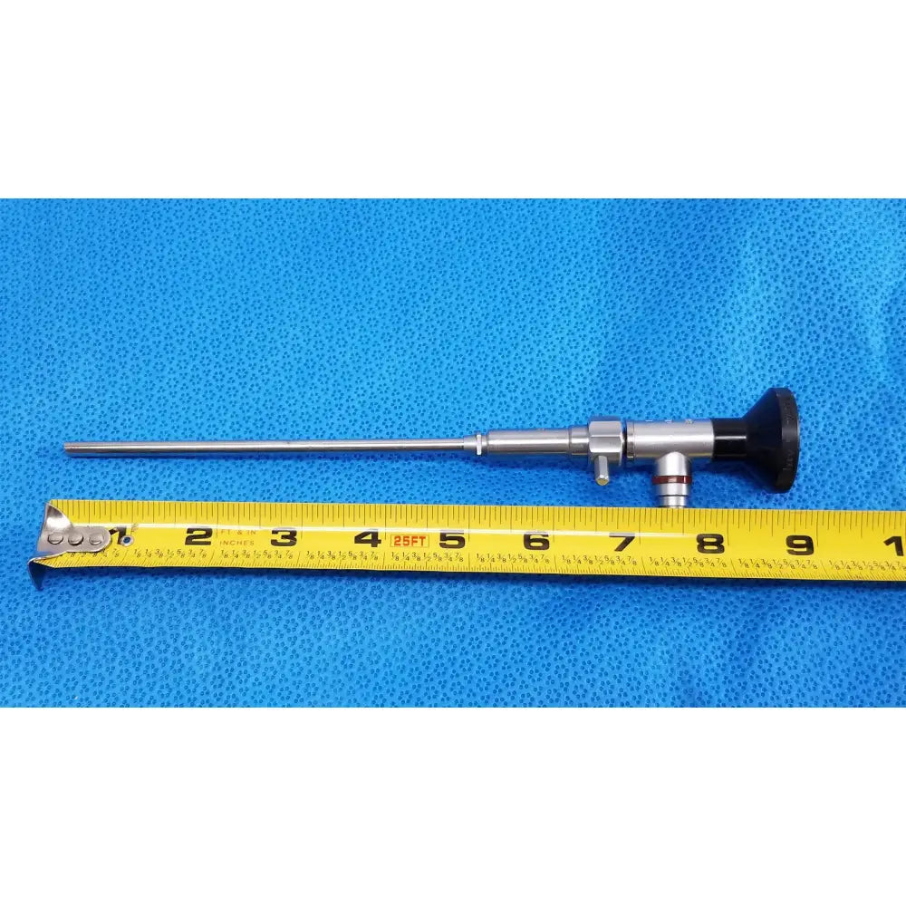 Silver wolf 8853.41 170° arthroscopy endoscope orthopedic with black handle and metallic joints beside yellow tape