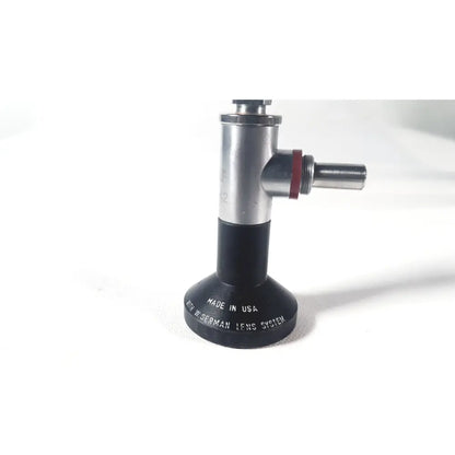 Silver and black wolf 8853.42 25 degree rigid arthroscope with red o-ring made in usa and w.german lens system