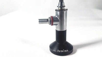Black and silver Wolf 8853.42 25 degree rigid arthroscope with red ring accent and lumina branding at the base
