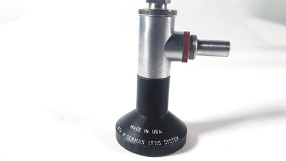 Silver and black wolf 8853.42 25 degree rigid arthroscope with red o-ring made in usa and w.german lens system