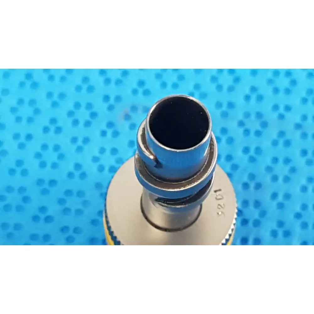 Wolf stainless luer-lock tube connector in silver stainless steel with threaded connections for surgical instruments