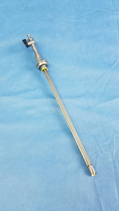 Silver working insert hystero-resectoscope with black articulated head and olympus sterilization tray endoscopic instrument