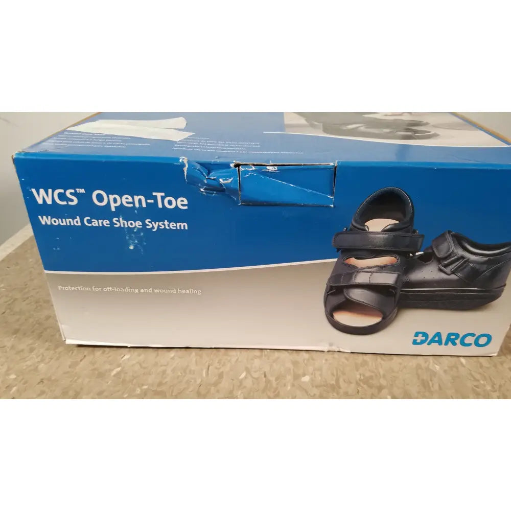 Black leather open-toe wound care shoe wcs2b with adjustable straps for off-loading and healing medium size ref wcs2b