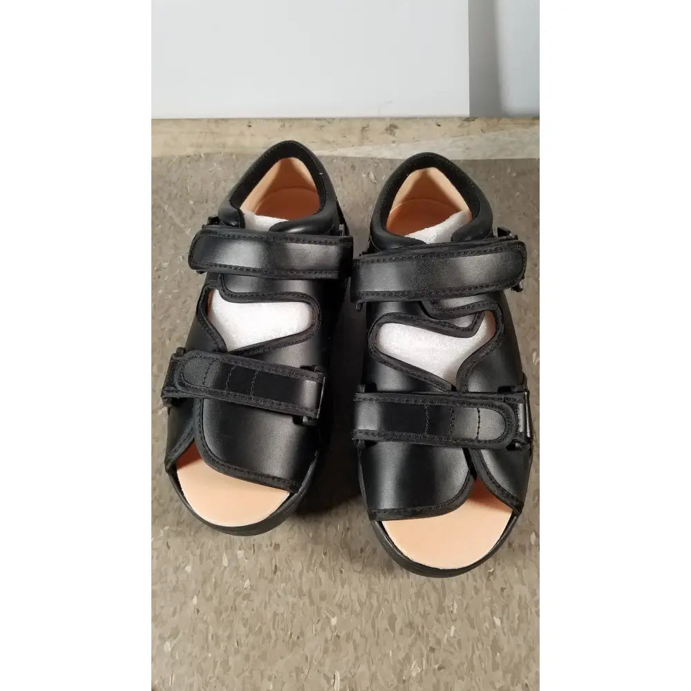 Black leather orthopedic wound care shoe wcs2b with adjustable velcro straps and padded insoles ref wcs2b medium