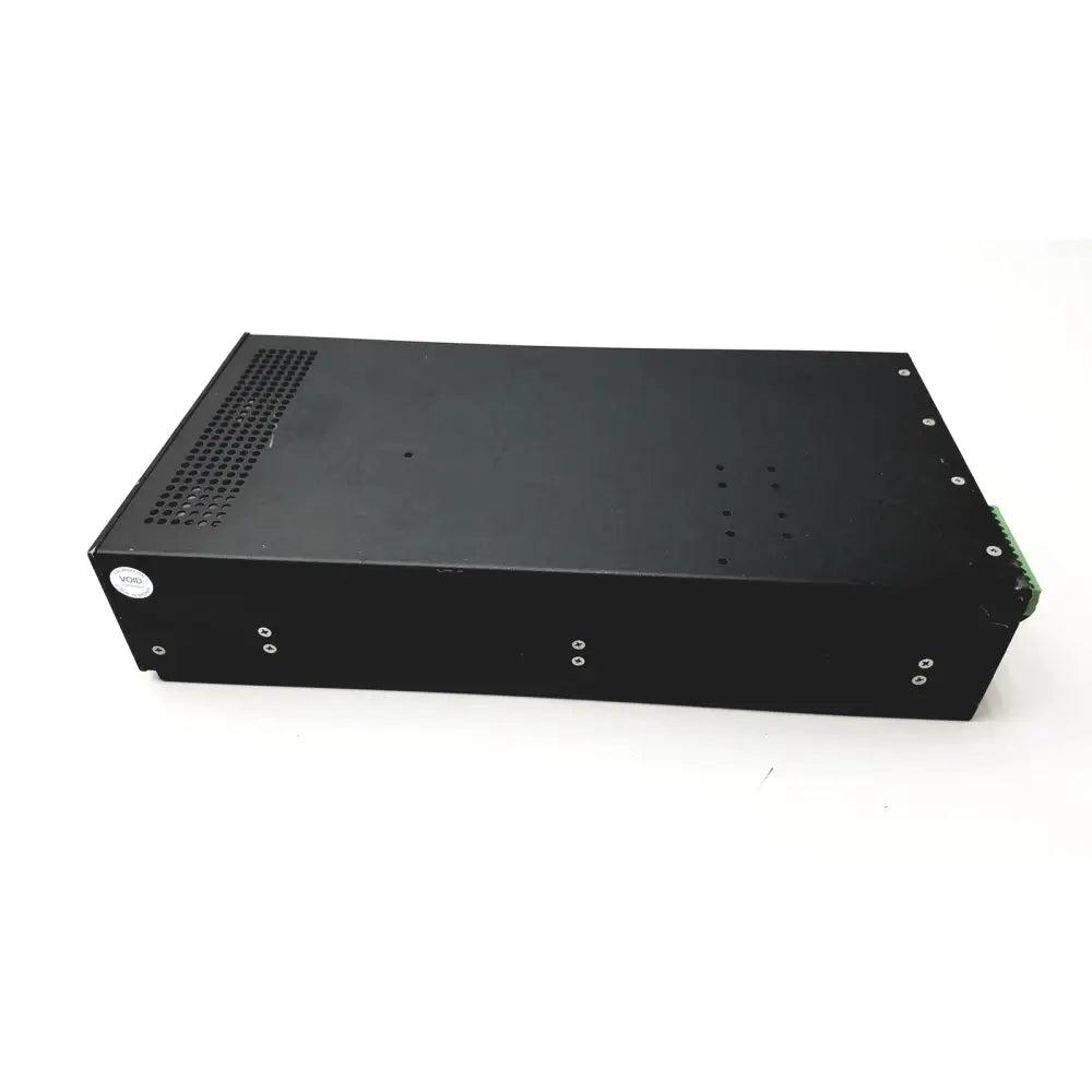 Black rectangular Xantrex XHR 60-10 power supply single output unit with perforated ventilation and green terminal connectors