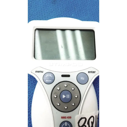 White plastic xavant technology stimpod nms 450 transmission monitor with digital screen and blue button control pad
