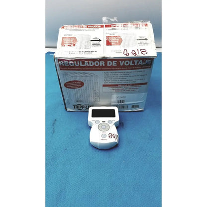 White plastic voltage regulator controller with digital display and circular buttons for xavant technology stimpod nms 450 transmission monitor