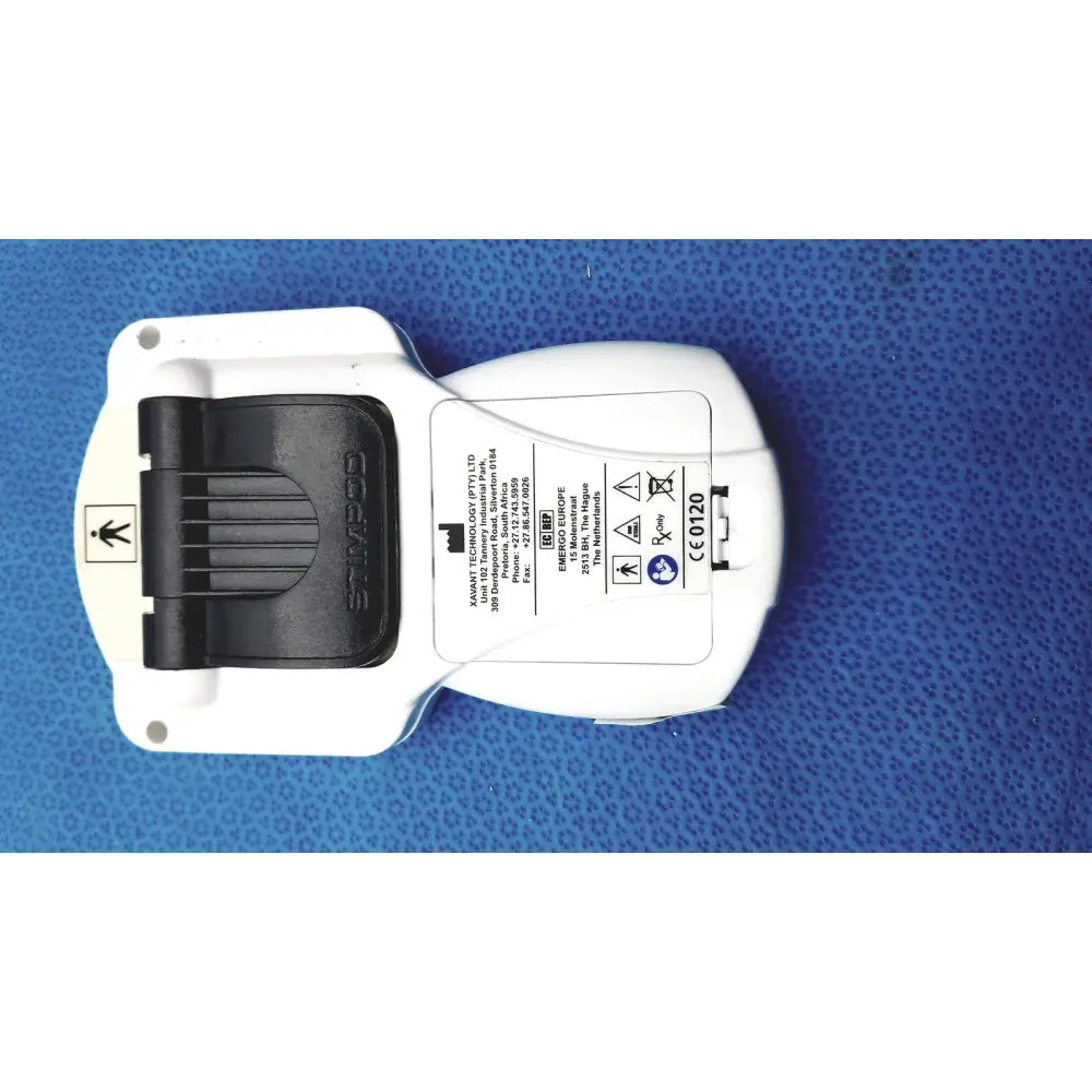 White plastic xavant technology stimpod nms 450 transmission monitor with black grip and manufacturer label visible