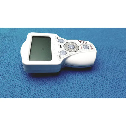 White handheld glucose meter with rectangular screen and circular buttons from xavant technology stimpod nms 450 transmission monitor