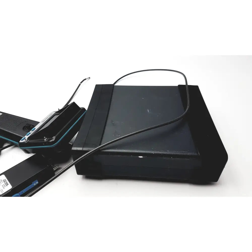 Black rectangular xl240lsa video probe with matte finish and visible cable and handheld unit for inspection use