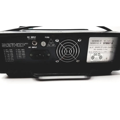Black xl240lsa power supply unit back panel with circular fan grille and labeled input output specifications for xl240lsa video probe