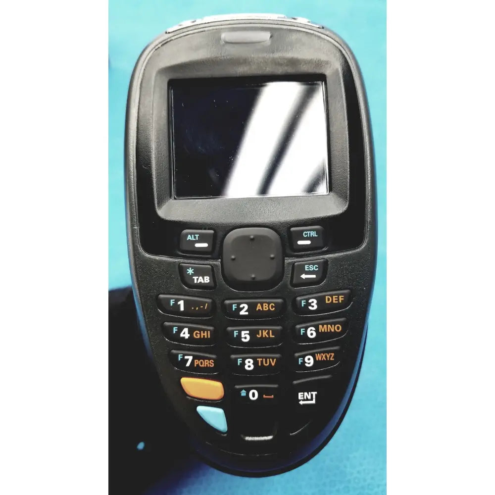 Black plastic zebra barcode scanner mt2070-sd4d62370wr with small screen and colorful function keys with charger