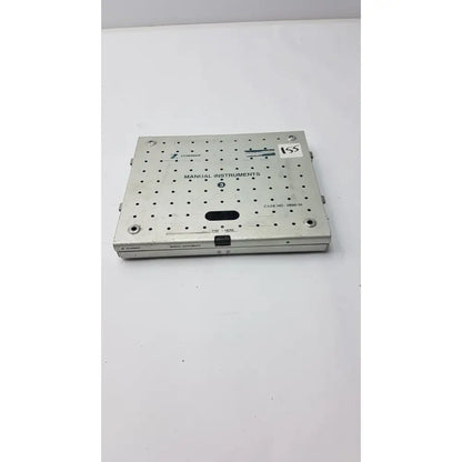 Silver metallic Zimmer 2800-95 fracture management manual instruments sterilization case with perforated surface by Stryker