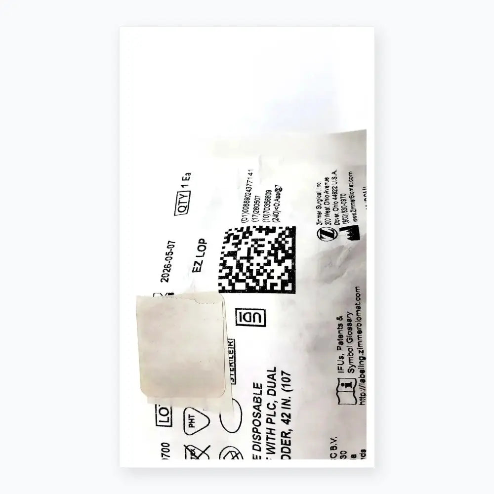 Zimmer Biomet Zimmer 60707010700 Disposable Tourniquet Cuff Single Bladder 42in Disposable Tourniquet Cuff, new product photo 3