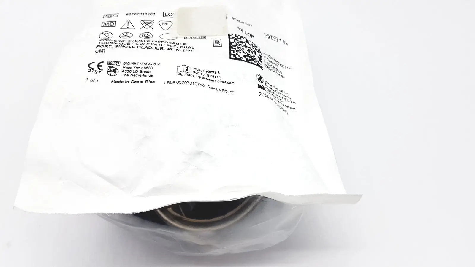 Zimmer Biomet Zimmer 60707010700 Disposable Tourniquet Cuff Single Bladder 42in Disposable Tourniquet Cuff, new product photo 5