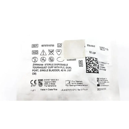 Zimmer Biomet Zimmer 60707010700 Disposable Tourniquet Cuff Single Bladder 42in Disposable Tourniquet Cuff, new product photo 4