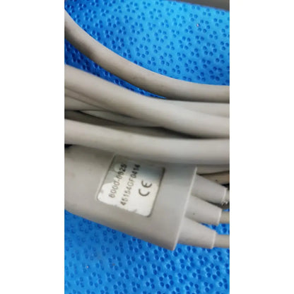 Gray medical cable with white label showing serial numbers and ce marking for zoll 3-lead ecg ekg patient monitoring